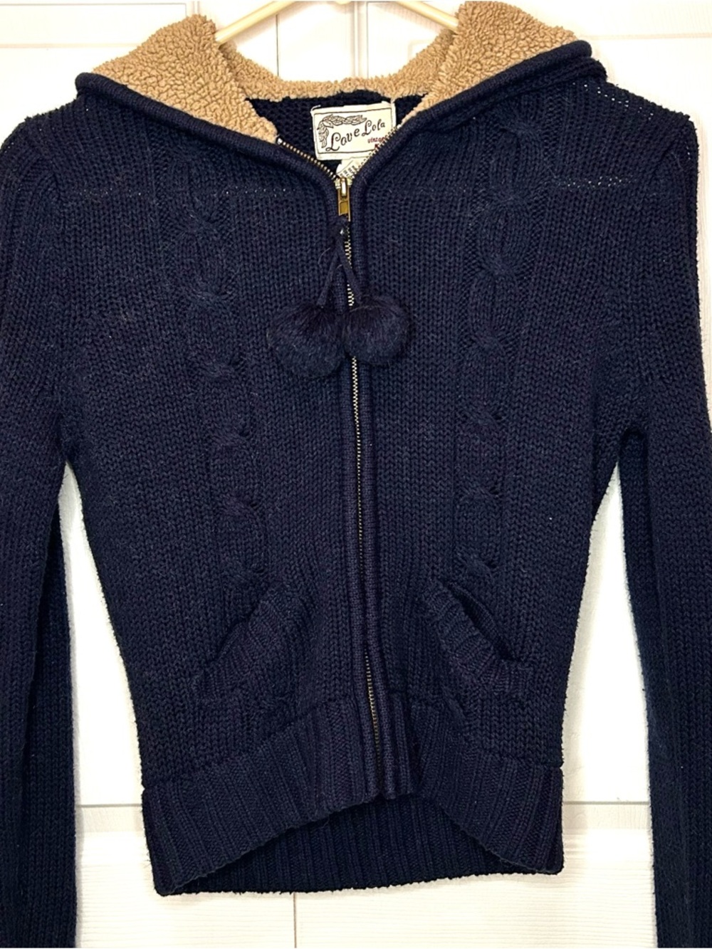Himekaji 2000s Coquette navy blue knit zip up 💙